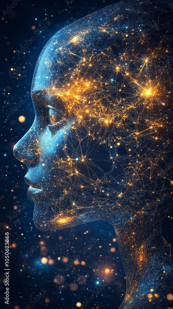Futuristic AI Robot Head with Neural Network Connections Concept, High-Tech Vision, Abstract Digital Art, Advanced Artificial Intelligence, Generative AI Futuristic AI Robot Head with Neural Network Connections Concept, High-Tech Vision, Abstract Digital Art, Advanced Artificial Intelligence, Generative AI