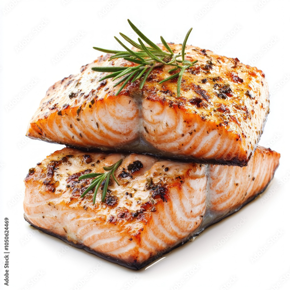Cooked Salmon Fillet Isolated Cooked Salmon Fillet Isolated