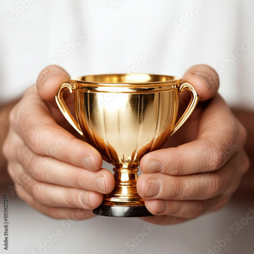 Holding Trophy Isolated