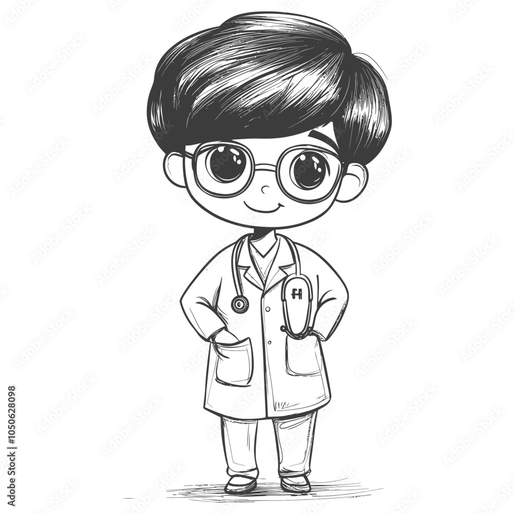 Cartoon Illustration of a Young Male Doctor in a White Coat Cartoon Illustration of a Young Male Doctor in a White Coat