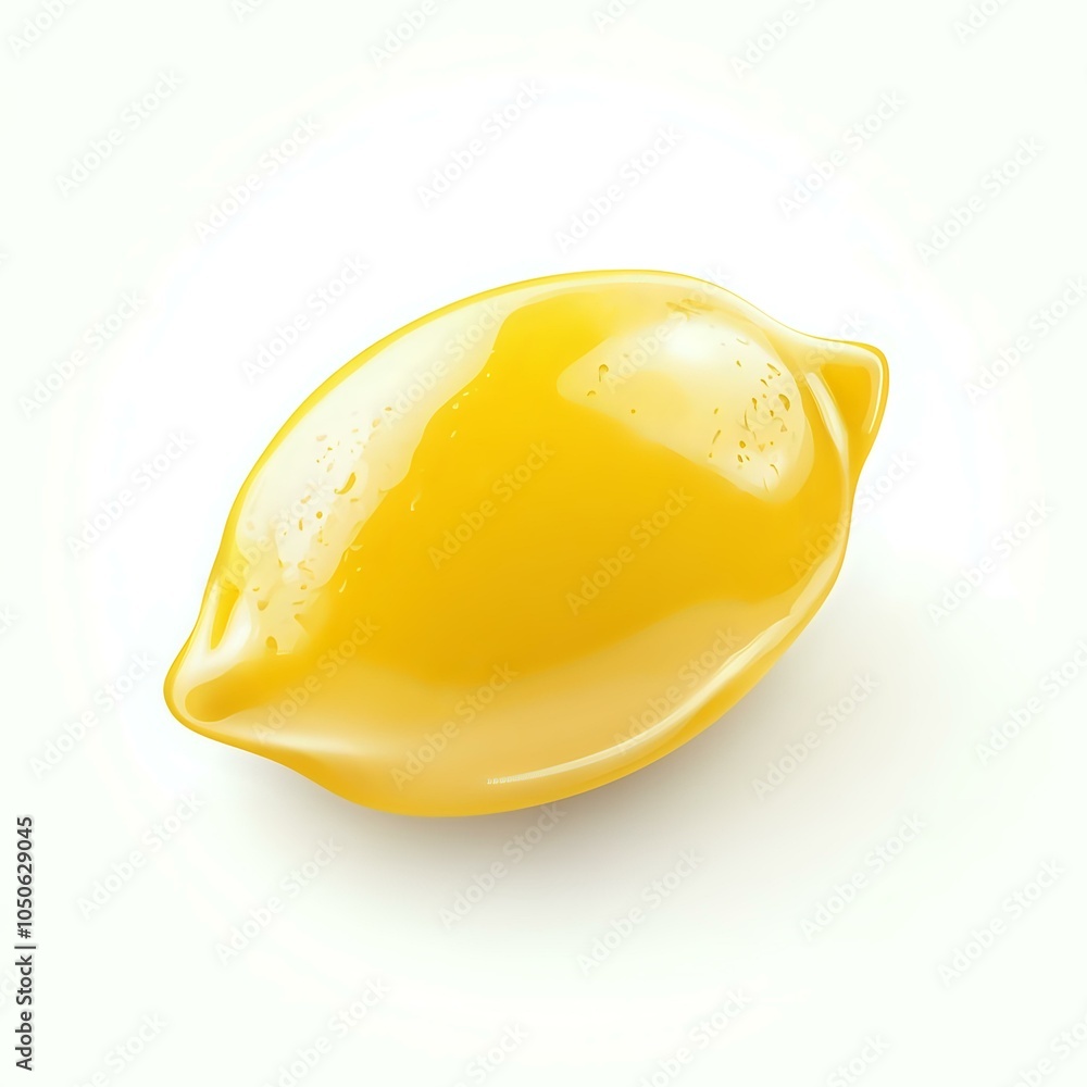 Fototapeta premium Single lemon with shadow on white background.