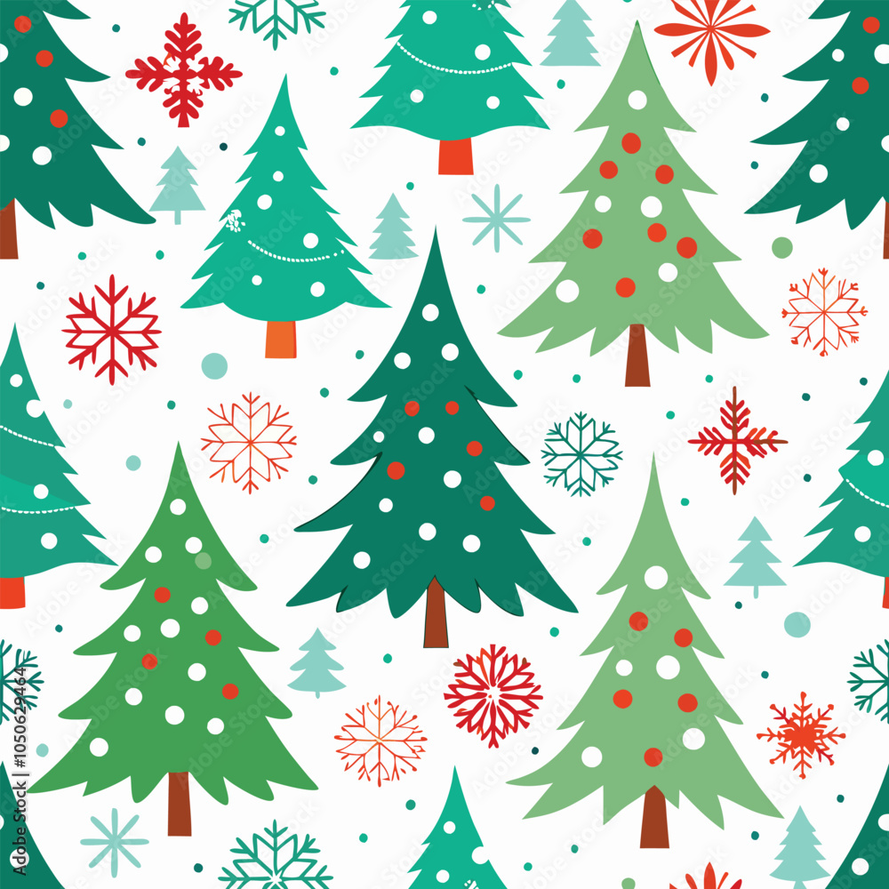 A Seamless Pattern of Christmas trees and snowflakes vector illustration design. A Seamless Pattern of Christmas trees and snowflakes vector illustration design.