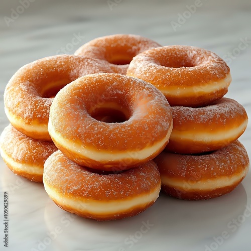 Close-up of Freshly Glazed Donuts on a Marble Surface, Perfect for Breakfast and Dessert Ideas.