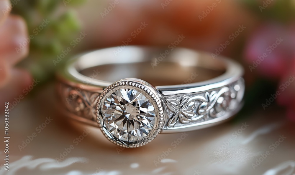 Elegant Platinum Silver Ring with Intricate Design and Sparkling Diamond, Perfect for Engagements and Special Occasions, Modern and Timeless Jewelry Piece, Ideal for Couples and Jewelry, Generative AI Elegant Platinum Silver Ring with Intricate Design and Sparkling Diamond, Perfect for Engagements and Special Occasions, Modern and Timeless Jewelry Piece, Ideal for Couples and Jewelry, Generative AI
