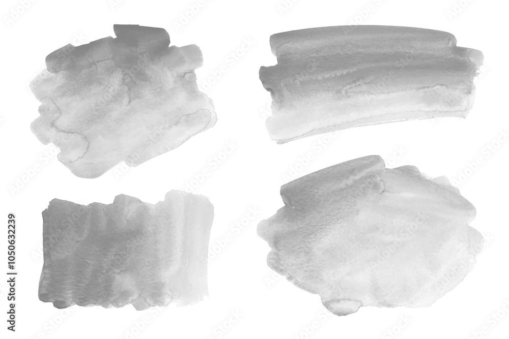 Fototapeta premium Grey, white, silver watercolor fluid painting vector background design. Dusty pastel, neutral and siver marble. Dye elegant soft splash style. Alcohol ink monochrome vector.