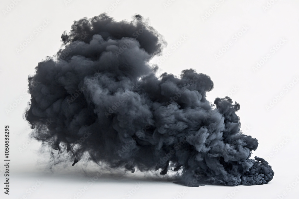 black smoke cloud explosion isolated on white background black smoke cloud explosion isolated on white background