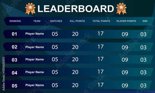 modern game leaderboard with abstract background vector template