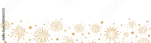 Holiday banner, gold fireworks border, Christmas background