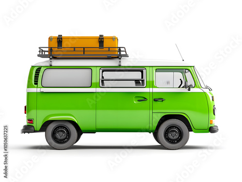 3d camper van for trip isolated on white