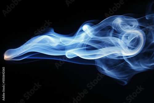 abstract blue smoke swirling on black background