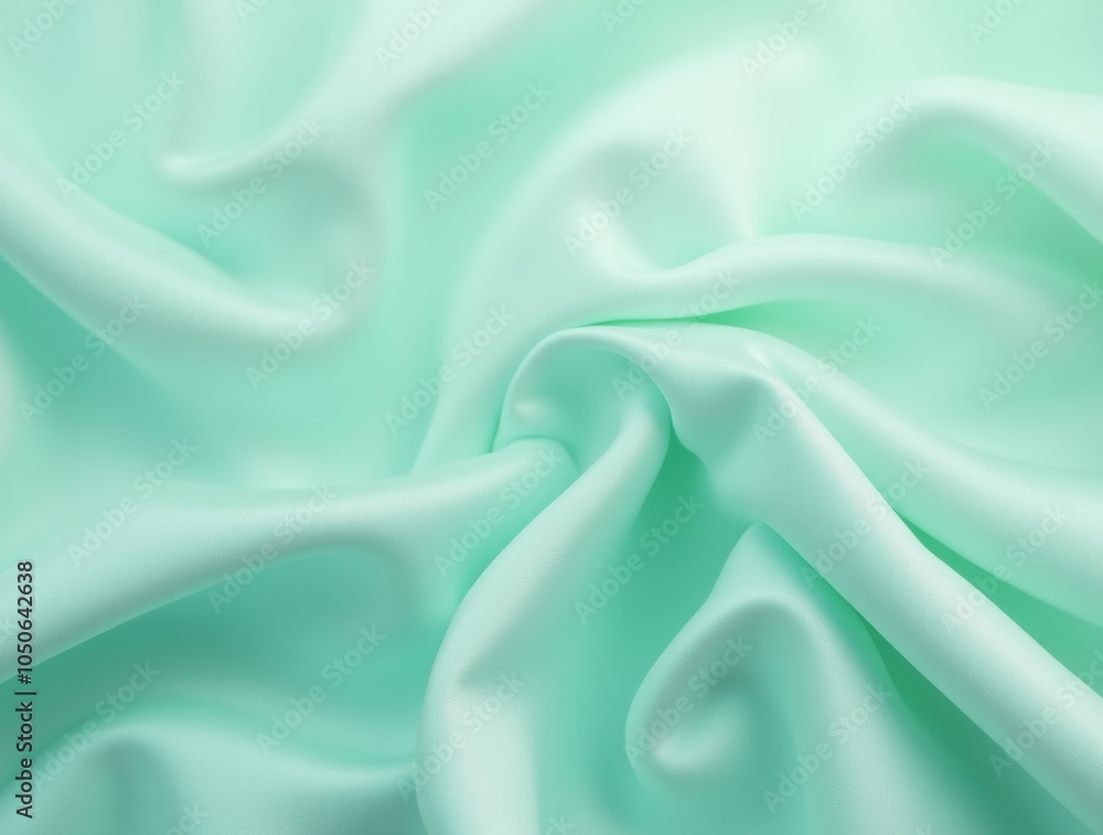 Obraz premium Pale green satin texture, fabric silk background with beautiful soft blur pattern, natural glow. Smooth elegant green silk, luxury cloth texture. Abstract background with copy space