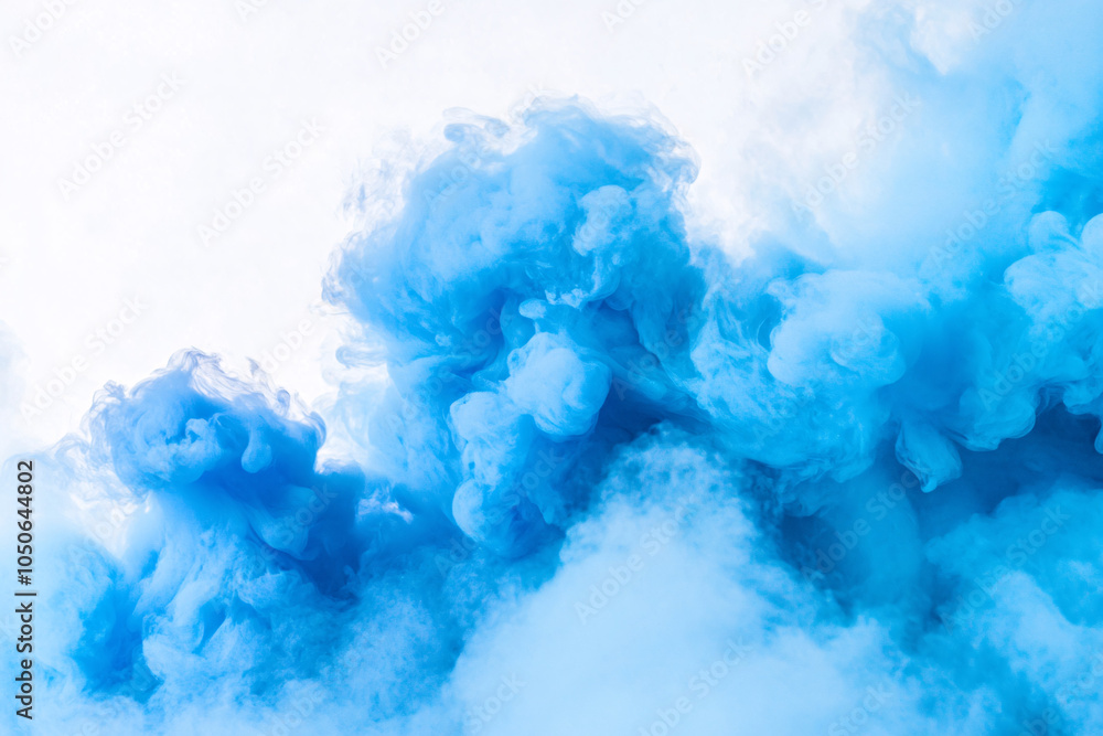 Fototapeta premium abstract blue smoke cloud swirling on white background