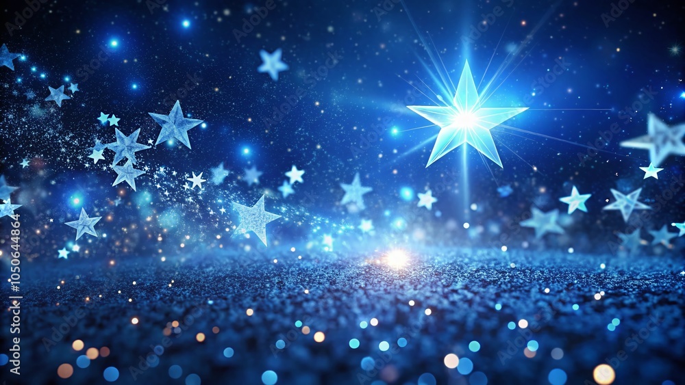 Flying Sparkling Stars Particles on Blue Background - Low Light Motion Graphics 4K Flying Sparkling Stars Particles on Blue Background - Low Light Motion Graphics 4K