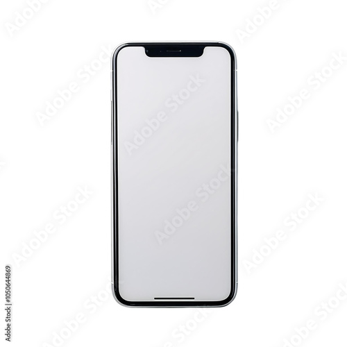 White screen smartphone, isolated transparent background