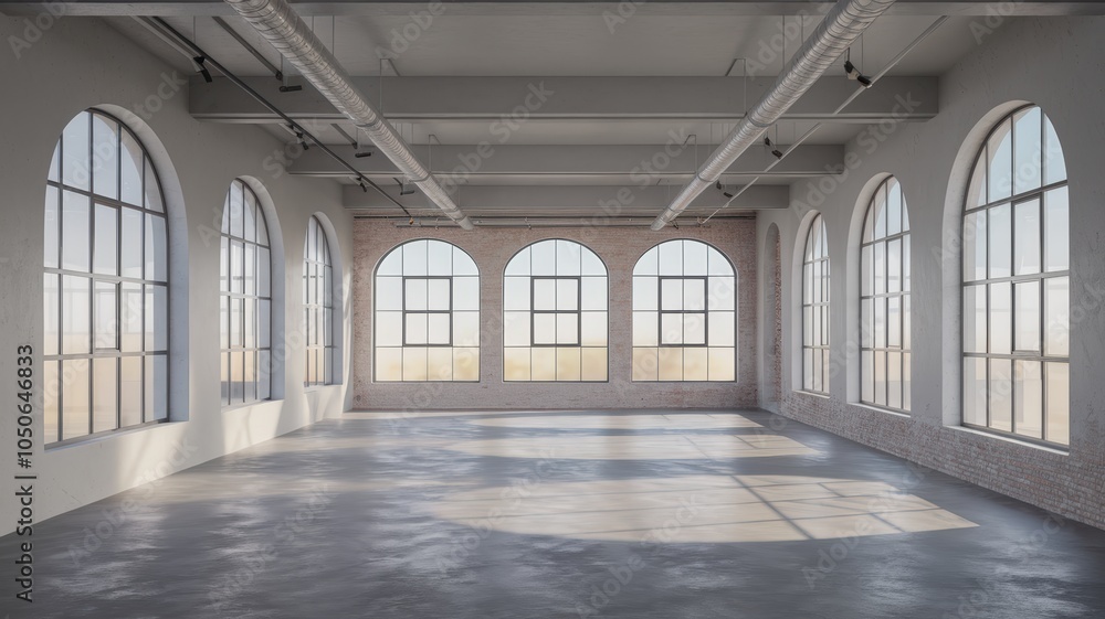 Bright spacious interior with large windows and minimalistic design. Bright spacious interior with large windows and minimalistic design.