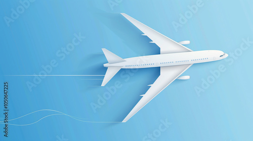 A white airplane is flying in the sky. The sky is blue and the plane is the main focus of the image