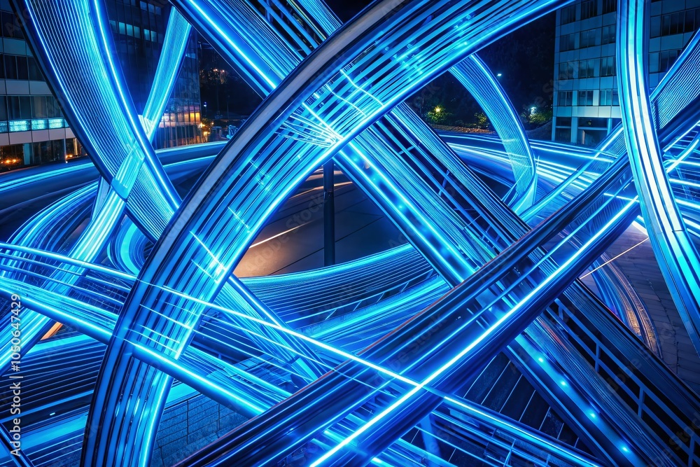 Obraz premium Futuristic Neon Light Patterns in UHD 4K Resolution for Modern Spaces