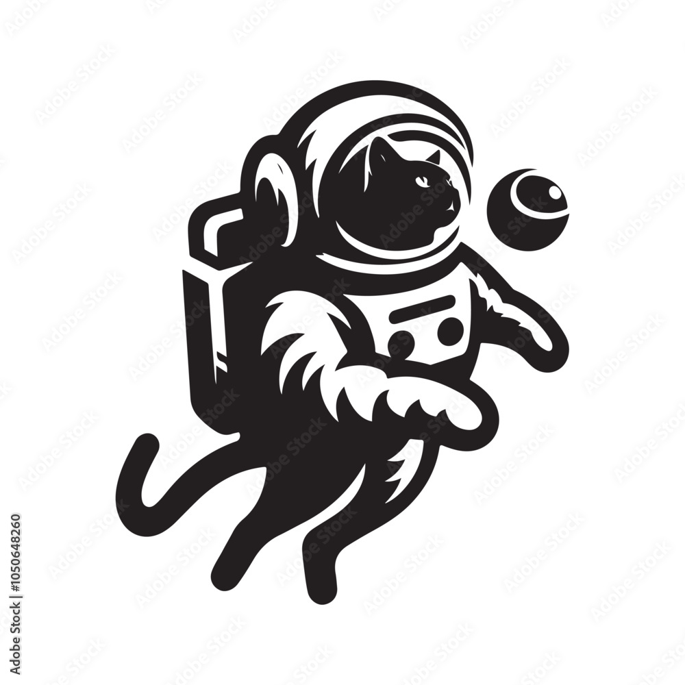 Astronaut Space Cat Silhouette Vector Illustration – Unique Designs for Outer Space Art Astronaut Space Cat Silhouette Vector Illustration – Unique Designs for Outer Space Art