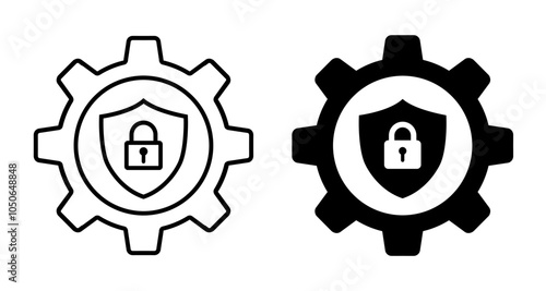 Cyber security or cybersecurity awareness, security icon set, security icon with gear, shield and lock sign