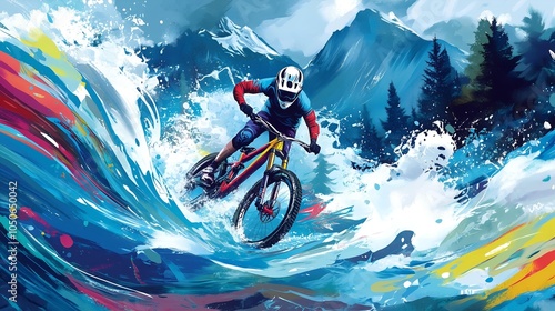 BMX Biker Poster against abstract background 