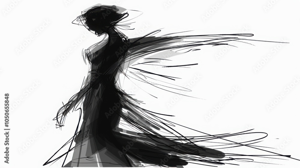 Fototapeta premium Minimalist Hand-Drawn Christmas Angel Illustration