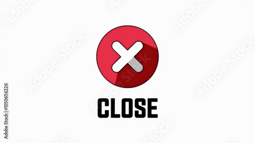 Red close button icon on white background for user interface design.