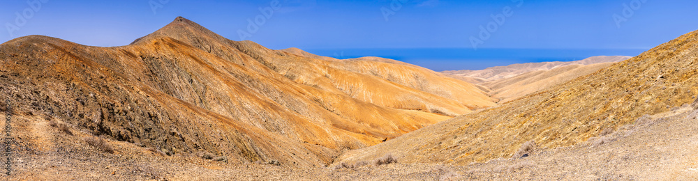 Volcanic mountains in Fuerteventura on a sunny day