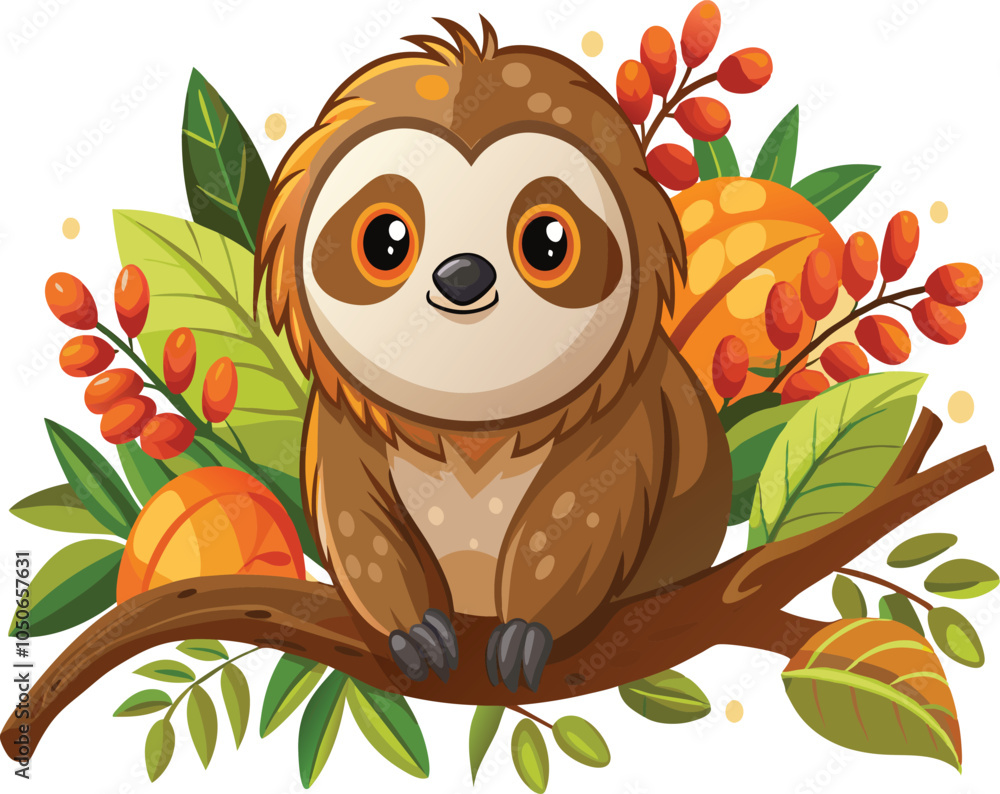 Obraz premium Cartoon sloth clipart vector