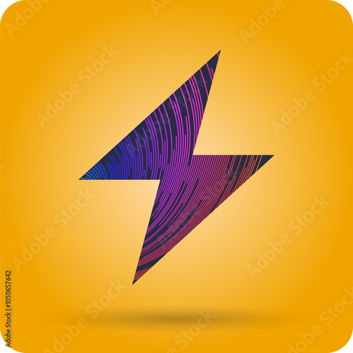 The energy designation icon. The picture represents electricity, voltage. Vector illustration in a simple style. Icon of lightning, thunder.