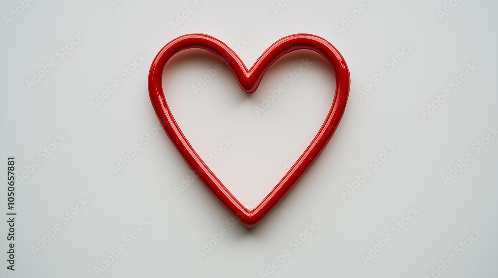 Red heart-shaped outline on a light background Red heart-shaped outline on a light background