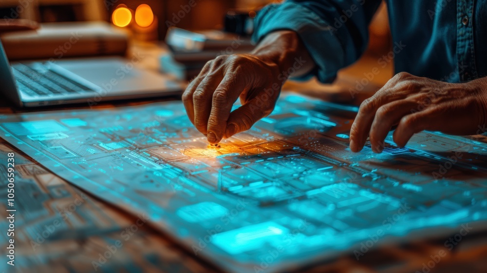 Hands Engaging with High-Quality Digital Map Hands Engaging with High-Quality Digital Map
