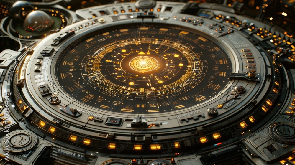 Obraz premium Intricate Sci-Fi Control Panel with Glowing Details