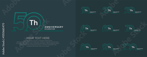 Anniversary logo set vector design, green color for celebration event