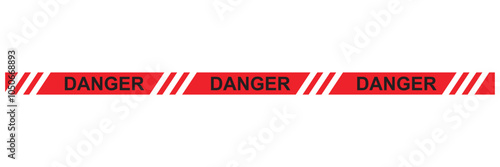 Danger tape. Red tape with black text danger  for industrial safety, road, construction, hazard area.  isolated on white background. Vector illustration. EPS 10