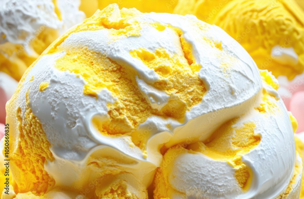 Yellow ice cream texture background close-up Yellow ice cream texture background close-up