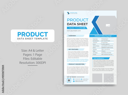 Product Data Sheet template design