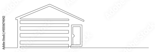 Abstract house in continuous line art drawing style. Detached family cottage minimalist black linear design isolated on white background. Vector illustration