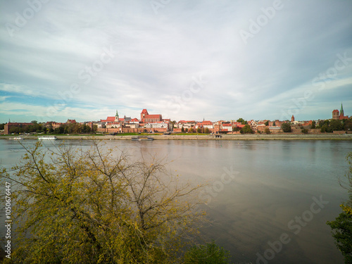 Obraz na płótnie Top view of the old town in Toruń, Poland. w salonie