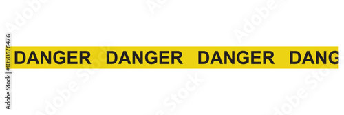 Danger tape. Yellow tape with black text danger  for industrial safety, road, construction, hazard area.  isolated on white background. Vector illustration. EPS 10