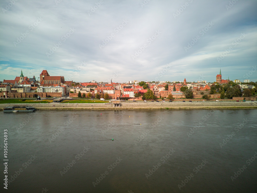 Top view of the old town in Toruń, Poland.