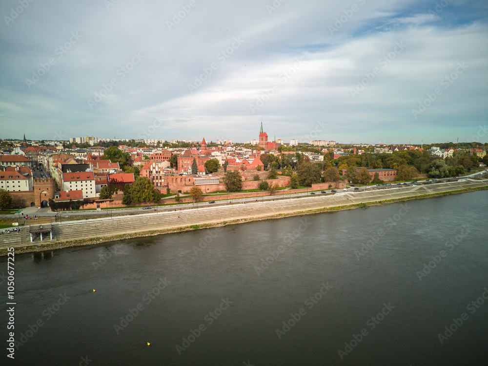 Top view of the old town in Toruń, Poland.