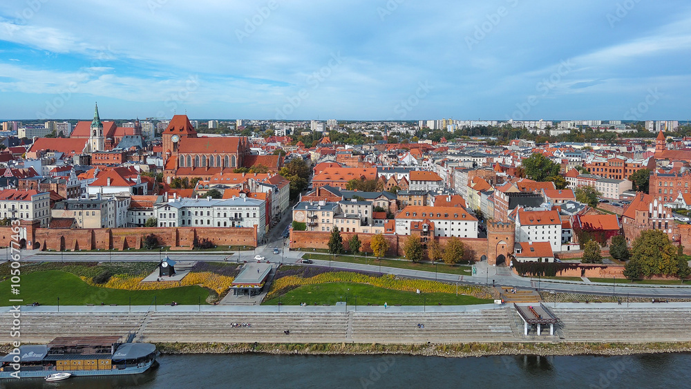 Top view of the old town in Toruń, Poland.