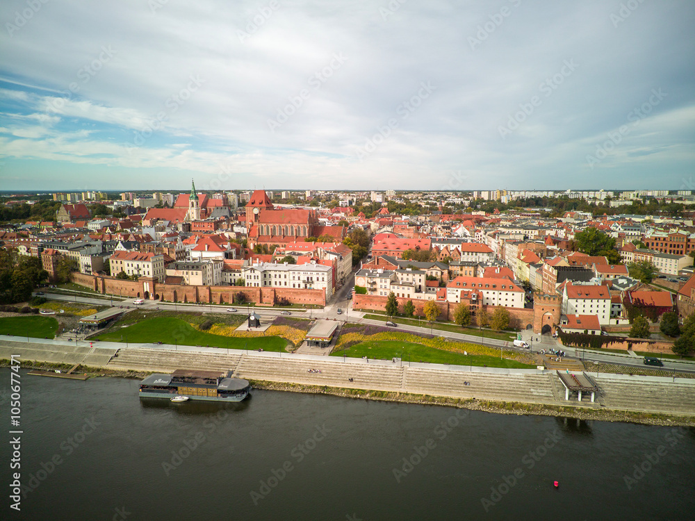 Top view of the old town in Toruń, Poland.