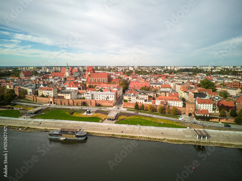 Top view of the old town in Toruń, Poland.
