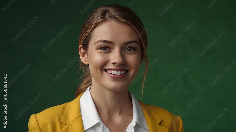 Smiling Businesswoman Walking on Green Screen Smiling Businesswoman Walking on Green Screen