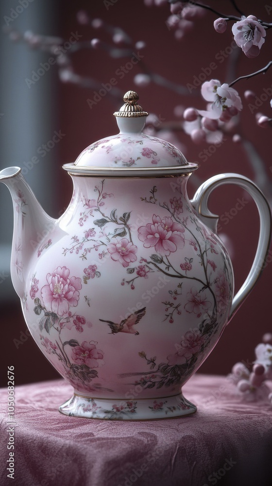 Elegant Porcelain Teapot with Floral Design Elegant Porcelain Teapot with Floral Design