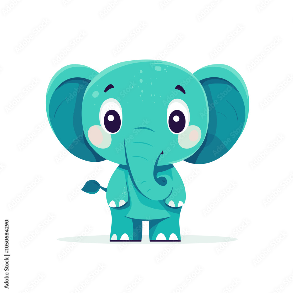 Fototapeta premium vector flat style elephant on white background .Generative AI