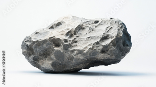 Large Gray Boulder Rock Isolated on White Background