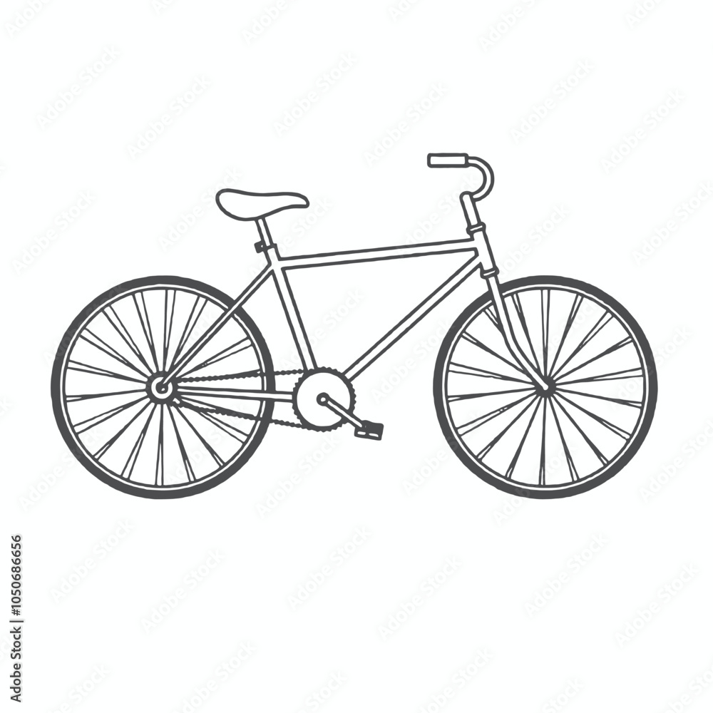 A simple black and white illustration of a classic bicycle A simple black and white illustration of a classic bicycle