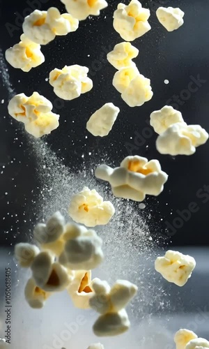 Slow motion VDO of Explosion of Popcorn Kernels in Slow Motion photo